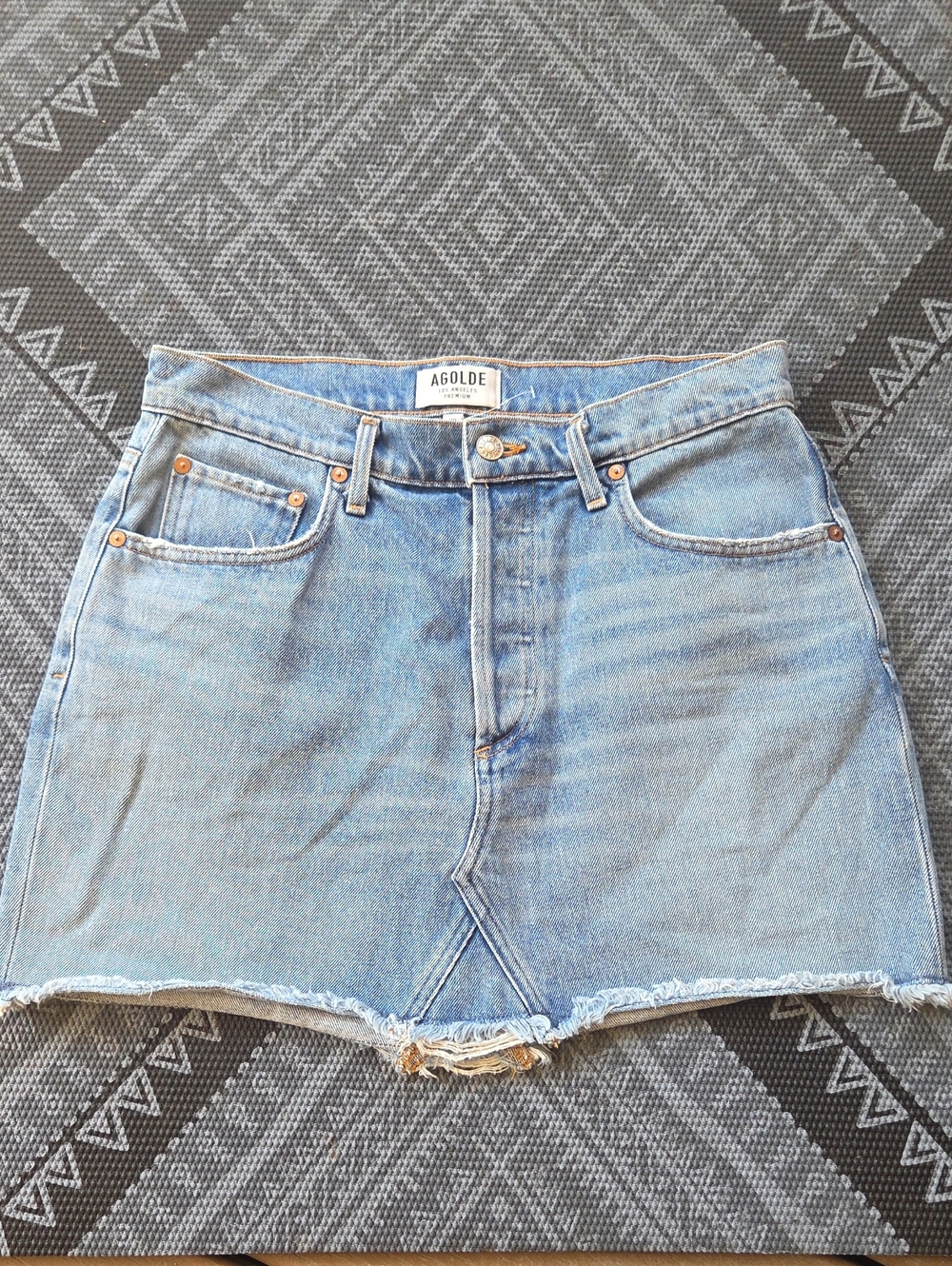 Agolde Button Fly Denim Mini Skirt 29